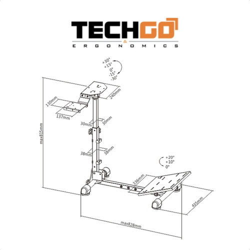 Imagen 9 de 10 de Soporte Plegable Simulador Pro Timón Palanca, Techgo Sptg-01