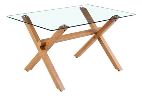 Mesa Tapa De Vidrio Estructura Metal Minimalista Nórdica 