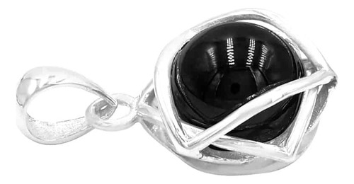 Dije De Estrella De Seis Puntas De Plata Con Esfera Shungita Color Negro