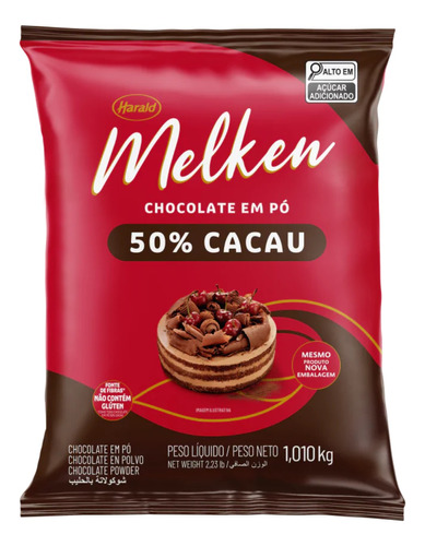 Chocolate Em Pó 50% Cacau Melken - 1,01kg Harald Confeitaria