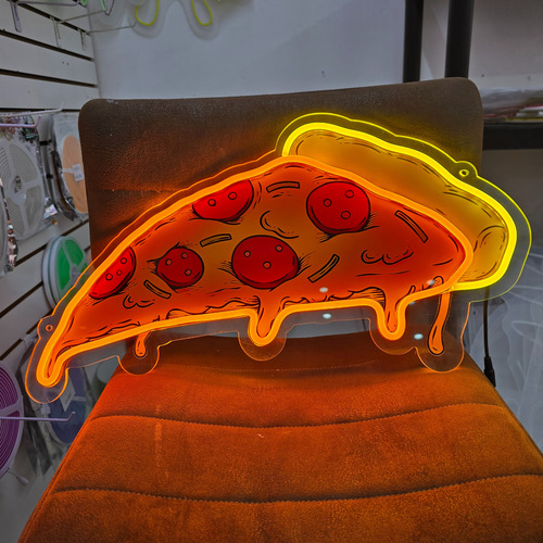 Letrero Luminoso Pizza Imagen Uv Y Neon Led 57x30