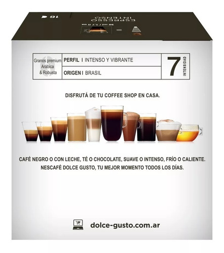 Capsulas Nescafé Dolce Gusto espresso intenso 16 unidades