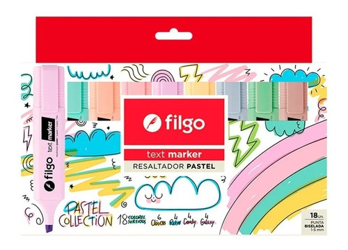 Resaltadores Filgo Text Marker Coleccion  Pastel Set X18