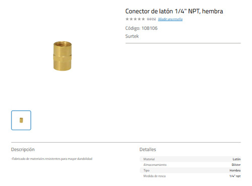 Conector Dlaton 1/4 Npt Hembra Surtek 108106
