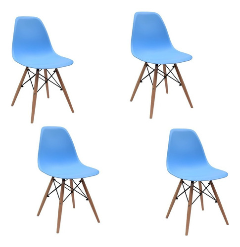 Silla Eames Minimalista Oficina Despacho 4pza Estructura De La Silla Azul Asiento N/a Diseño De La Tela N/a