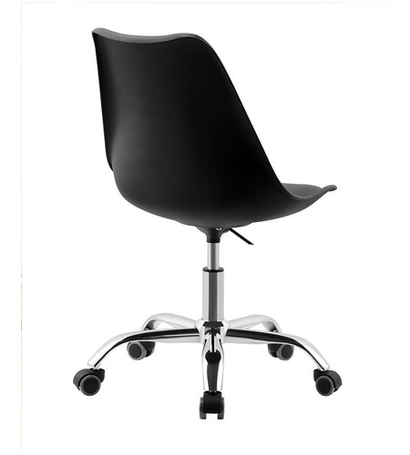 Imagen 6 de 6 de Silla De Oficina Escritorio Tulip Negra Regulable Tapizada