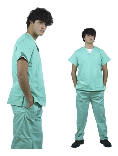 Conjunto Medico. Pantalón Y Casaca Verde Agua Uniformes