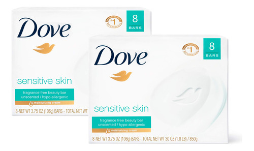 Dove Barra De Belleza, Sensitive Skin, 4 Onzas, 16 Unidades