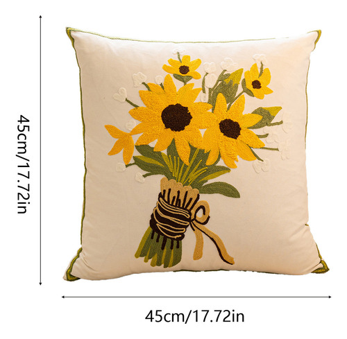 Funda De Almohada V De Algodón Con Forma De Girasol Para Jar