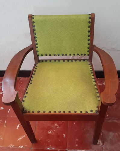 Silla De Madera Tapizada - Poltrona - Mueble - Vintage