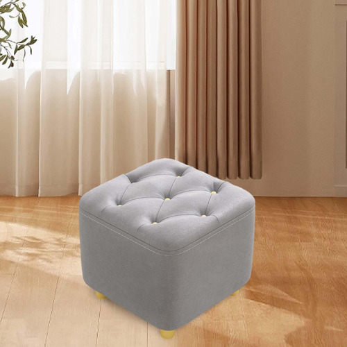Reposapiés Taburete Decorativo Taburete Acolchado Gris