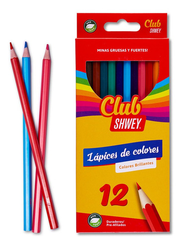 Lápices Lápiz Pinturitas Escolares Shwey Largos X12 Colores 