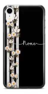 Capa De Celular Lista De Flores Fundo Preto E Nome