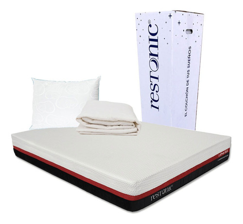 Colchon Queen Size Restonic Roll + Almohada Oso + Protector