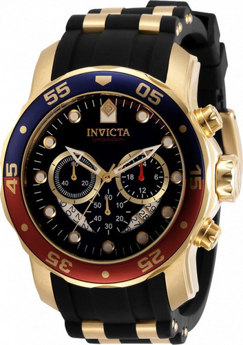 Relógio Masculino Invicta Pro Diver 31293 Cor Da Correia Preto Cor Do Bisel Azul E Vermelho Cor Do Fundo Preto