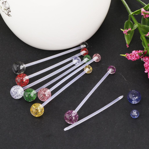 8x Anillos Barra Stud Botón Para Cuerpo Vientre 1.6mm 14g