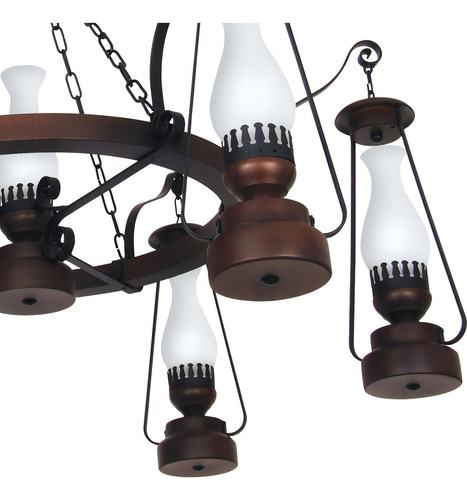 Lustre Lampião Envelhecido 7 Lâmpadas Luminárias Muller 887e Cor Marrom 127/220V