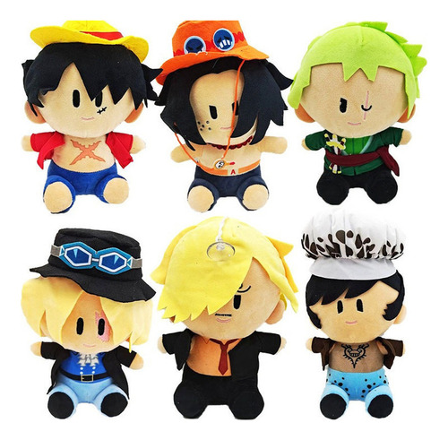 Conjunto De 6 Peças Boneco De Pelúcia One Piece Luffy