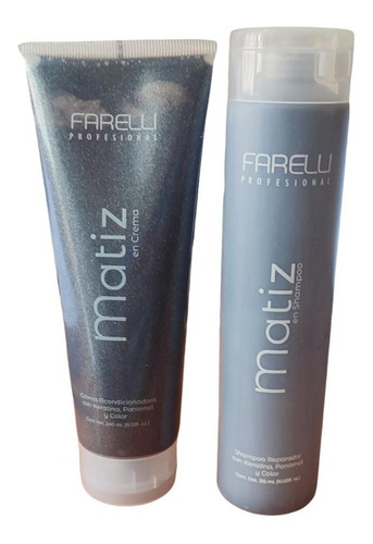 Tratamiento Cabello Matizador Negro Shampoo Y Crema Farelli