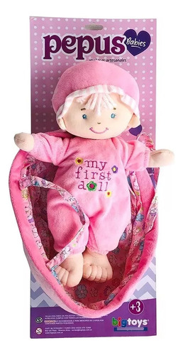 Muñeca Pepona Con Porta Bebe 30cm Tipo Cunita 2 Colores