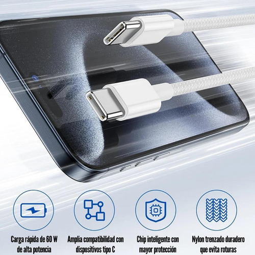 Cable De Carga Apple Usb-c To Usb-c 60w Trenzado (1 Metro)