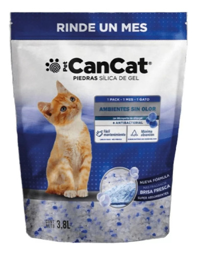 Piedras para gatos sílica de gel brisa fresca Cancat 3.8kg x 3.8kg de peso neto