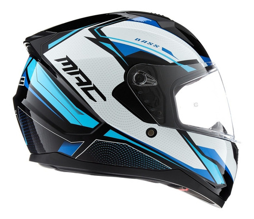 Casco Moto Mac M67 Zepelin Gloss Azul Celeste Blanco T Xl