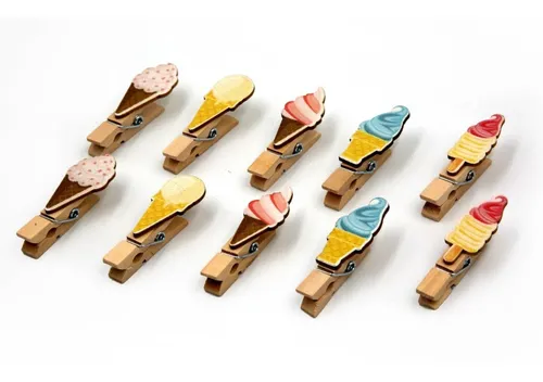 comprar Set Navideño X10 Mini Broches Madera Helados Navidad 2,5x4,5