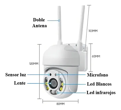 Camara Seguridad Wifi Exterior Full Hd Vision Nocturna Color Blanco