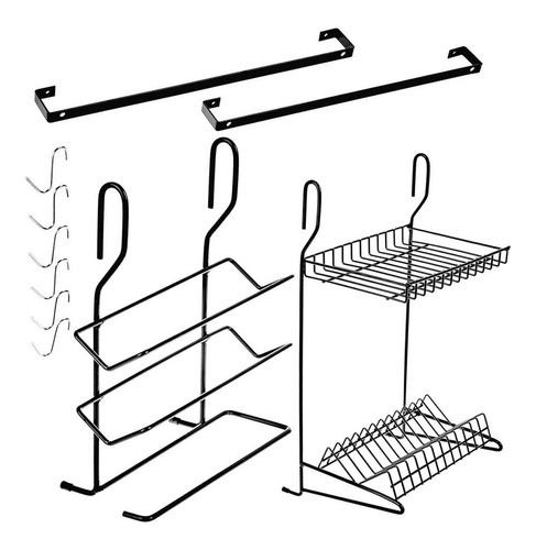Imagem 3 de 6 de Cozinha Modular Suspensa Parede Escorredor Organizador Inox