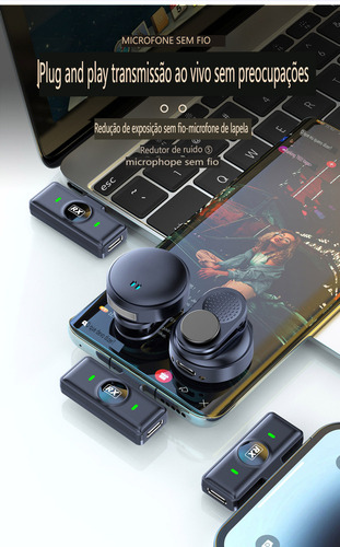 B Microfone De Lapela Sem Fio Para iPhone/android