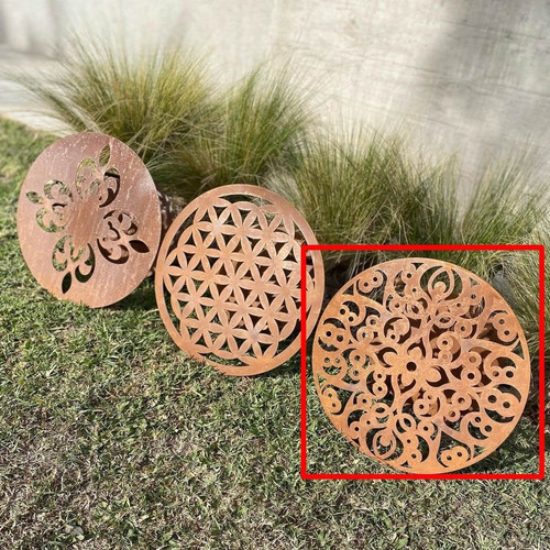 Imagen 3 de 4 de Porta Manguera Diseños Mandala Chapa Y Hierro Oxido Premium