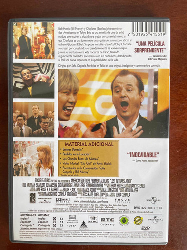 Dvd Perdidos En Tokio - Película De Sofia Coppola (Usado)