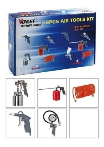 Imagen 2 de 6 de Set Kit De Aire Para Compresor 5 Piezas Profesional!!!!