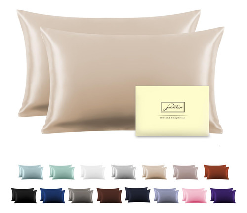 Funda De Almohada De Seda Tamaño King Color Champagne 2pzs