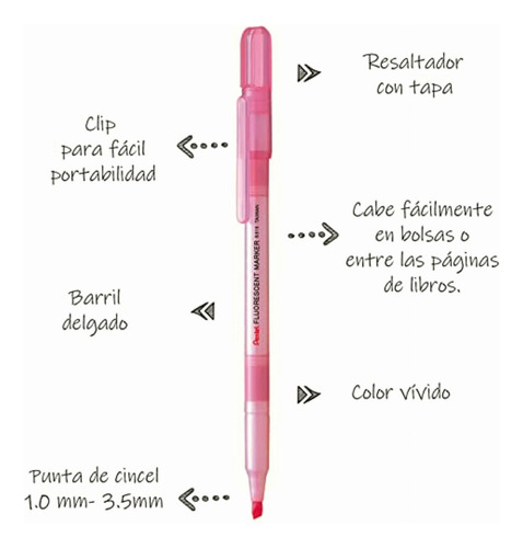Pentel S515-p Marcatexto Cuerpo Delgado, Rosa