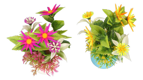 Plantas De Acuario Artificiales, 2 Unidades, Flores De Silic