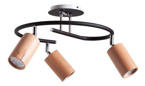 Imagen 10 de 10 de Aplique Plafon 4 Luces Madera - Ng / Bl Movil Apto Led