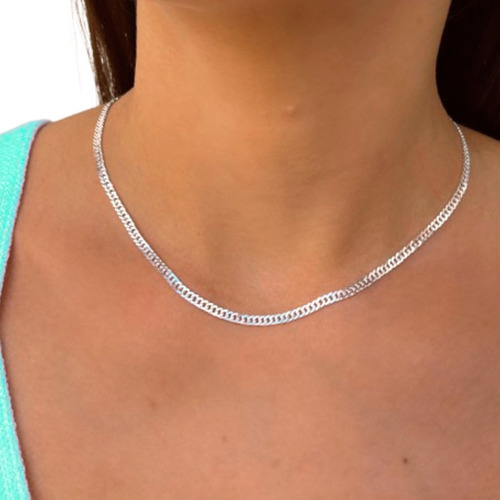 Colar Cordão Grumet 3mm 45cm Feminino Em Prata 925 Cor Prateado