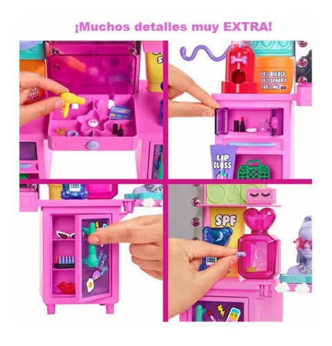 Barbie Extra Muñeca Y Set De Tocador Fashion Con Accesorios