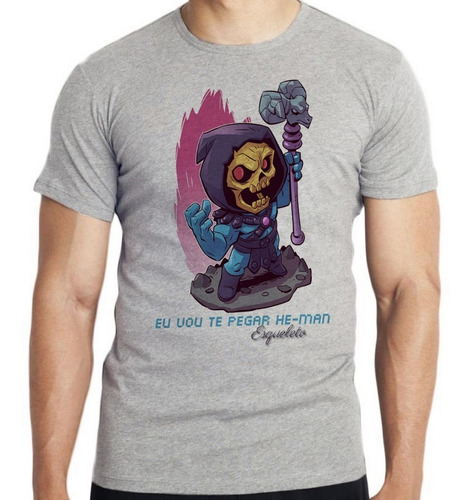 Camiseta Infantil Kids Esqueleto Vilão He Man She Ra Heroi