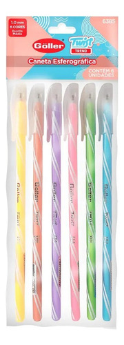 Kit 6 Cores Caneta Esferográfica 1.0mm Twist Trend - Göller