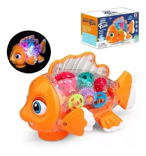 Peixe Robô Transparente Laranja - Toyking Tkab3406