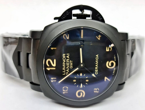 Reloj Paner Luminor Gmt Ceramica Negro 44 Mm Automatico