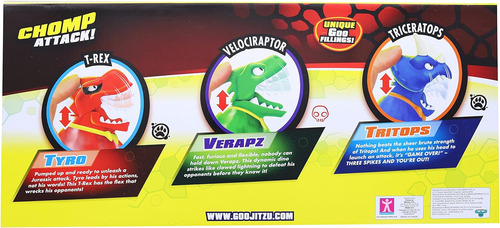Paquete De 3 Goo Jit Zu Dino Power Mega: Superhéroe Squishy