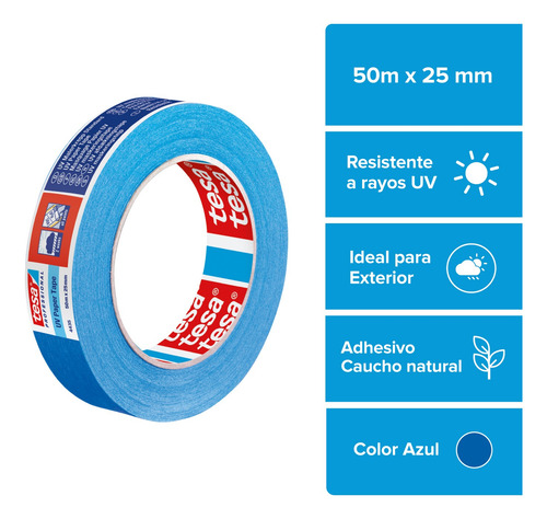 Pack X10und Cinta Enmascarar Protección Uv 14d 50mx25mm Azul