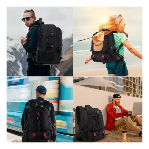JUTANG Mochila de Senderismo, Mochila Táctica Militar de Camping de 80 L con puerto de carga USB, Mochila de Viaje Grande Impermeable Mochila Molle al aire Libre para Hombres y Mujeres (Negro)