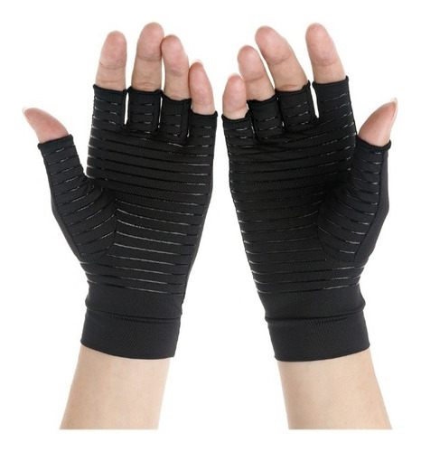 2 Par Guantes Compresion Tendinitis Fibra Cobre Negro+ Envio