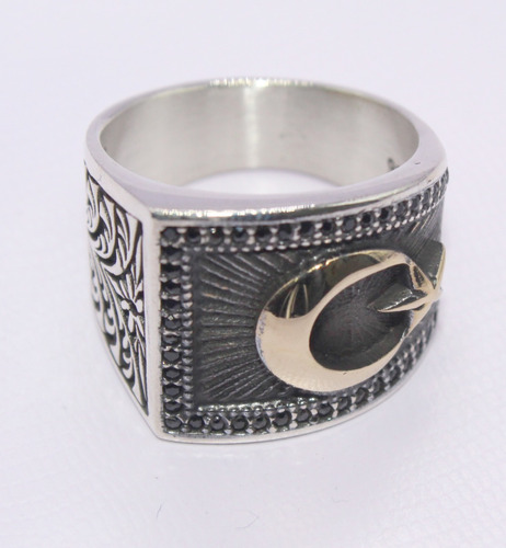 Anillo Turco Otomano Plata 925 Talla 9.5 Hombre 11.5gr