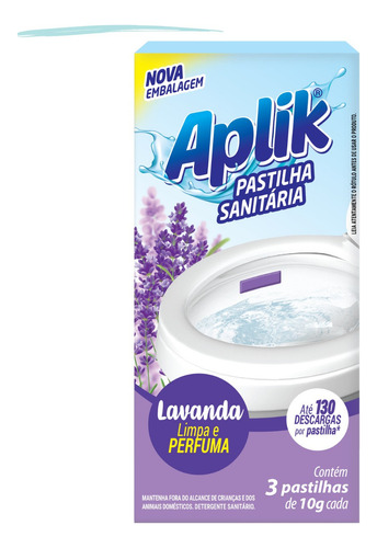 Pastilha Adesiva Pedra Sanitária Lavanda Aplik Banheiro C/ 3